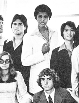 Barack Obama Senior Year 1979 Punahou School, Honolulu, HI Candid (back row, center) Credit: Seth Poppel/Yearbook Library