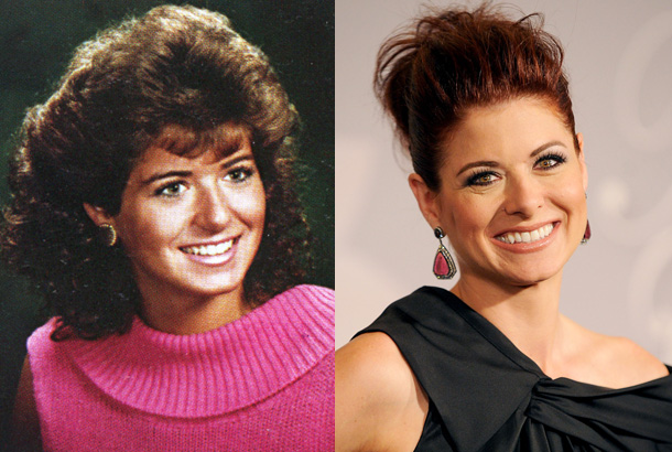 debra messing actress young high school yearbook photo big hair red carpet