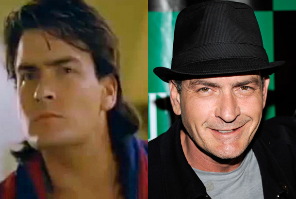 Charlie Sheen mullet photo 1990 red carpet now