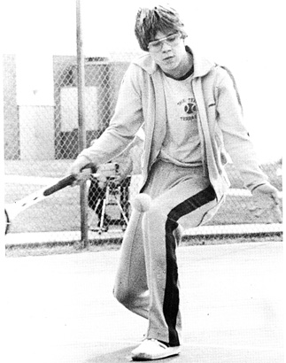 Brad Pitt playing tennis high school yearbook photo young kickapoo high school 1981 before famous wearing glasses