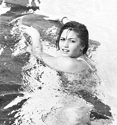 Gwen Stefani swim team swimming high school yearbook photo young loara high school 1987 before famous
