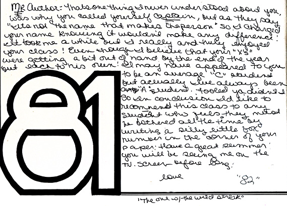 Sandra Bullock high school yearbook inscription washington lee high school