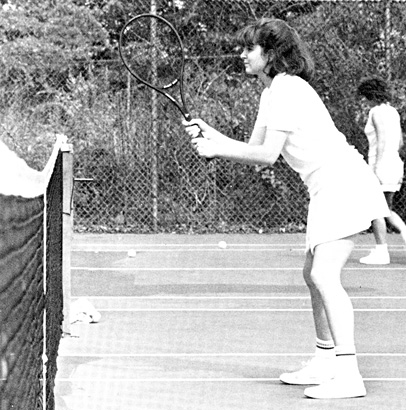 Tina Fey tennis team playing tennis high school yearbook photo young upper darby high school 1988 before famous