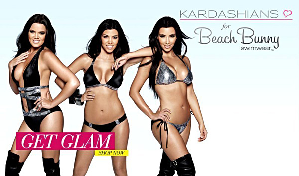 Kim Kourtney Kardashian sisters endorse Beach Bunny Swimwear ad photo bikini