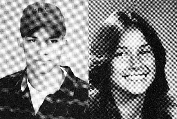 Ashton Kutcher and Demi Moore young high school yearbook photo