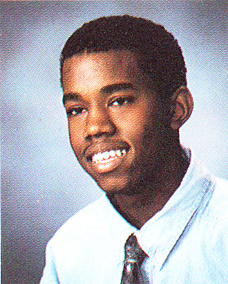 kanye west young yearbook photo Polaris High School Oak Lawn, Illinois 1995