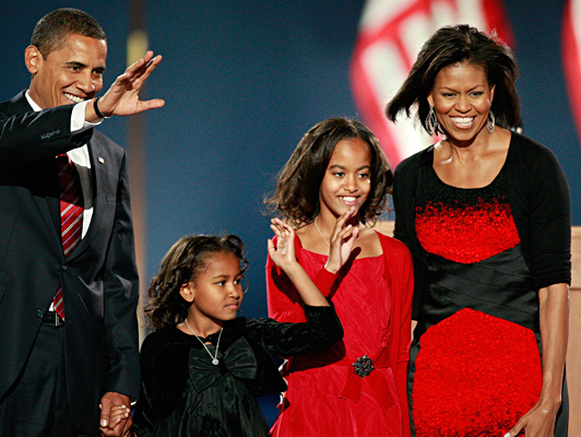 michelle barack obama election night illinois family photo young president first lady