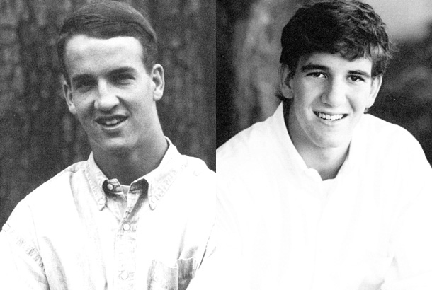 Peyton Manning Eli Manning young high school yearbook photo