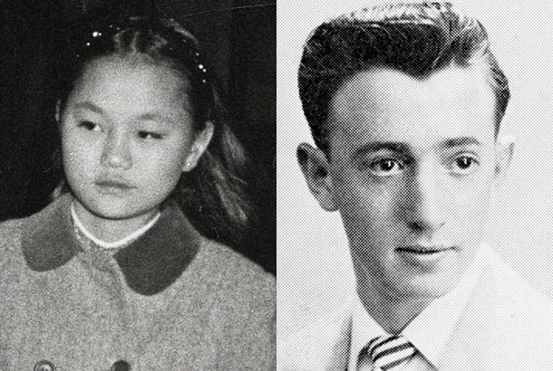 Soon-Yi Previn and Woody Allen young high school yearbook photo