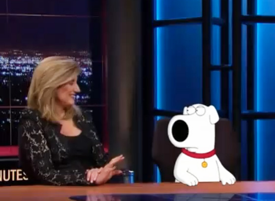 bill maher arianna huffington brian griffin family guy comedian political figure host real time tv show photo