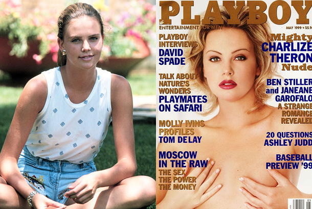 charlize theron young 1992 photo playboy cover 1999