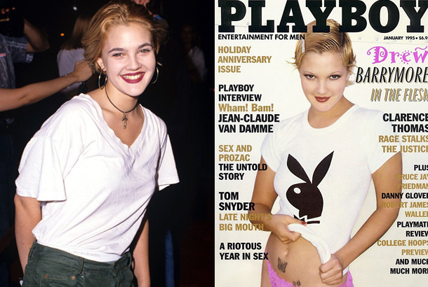 drew barrymore young red carpet 1991 photo playboy cover 1995