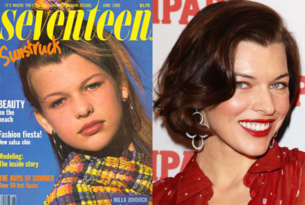 milla jovovich young model seventeen magazine 1988 red carpet 2011 photo