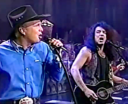 garth brooks kiss jay leno show 1994 country music rock television tv performance photo