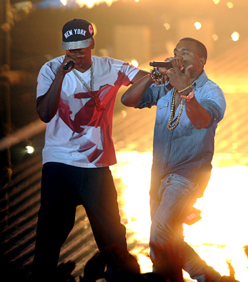 jay z kanye west performing 2011 photo