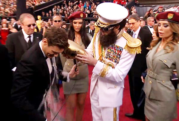 ryan seacrest sacha baron cohen oscars red carpet 2012 photo