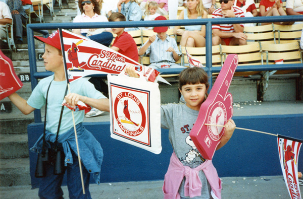 alisan porter jasen fisher young kid candid parenthood 1989 cardinals game photo