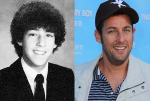 Adam Sandler in his Senior Year photo at Manchester Central High School, Manchester, NH in 1984 and Adam Sandler at
