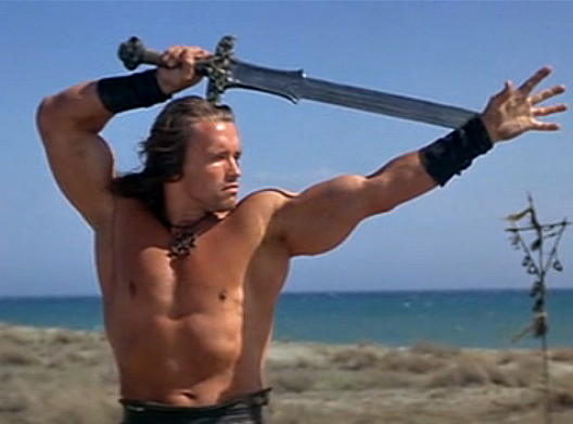 Arnold Schwarzenegger in Conan The Barbarian in 1982