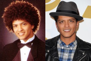 Bruno Mars (Peter Hernandez) Senior Year at President Theodore Roosevelt High School, Honolulu, Hawaii in 2003 and Bruno Mars at the 2011 Pre-GRAMMY Gala and Salute To Industry Icons Honoring David Geffen on February 12, 2011 in Beverly Hills, California