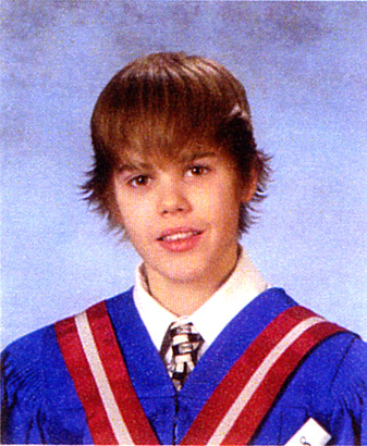 Justin Bieber as an eighth grader at Stratford Northwestern Elementary School in Startford, Ontario, in 2008