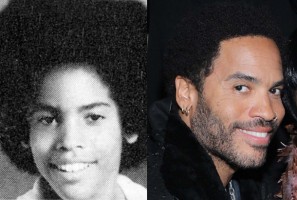 Lenny Kravitz in his 8th Grade photo at John Adams Junior High, Santa Monica, California in 1978 and Lenny Kravitz at the NAACP Image Awards - 2012 in Los Angeles, California on Febuary 17, 2012