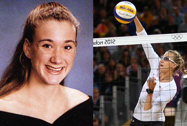 Kerri Walsh As a Senior at Archbishop Mitty High School in San Jose, CA, in 1996 and Kerri Walsh in 2012