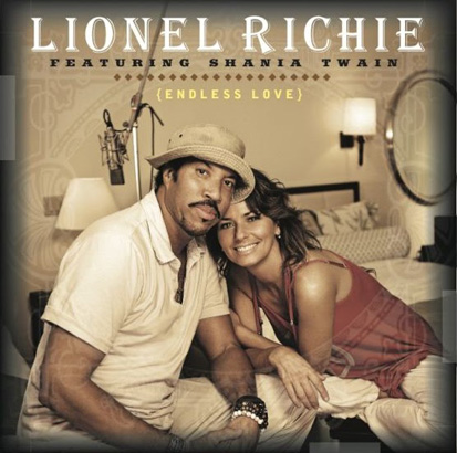 Lionel Richie and Shania Twain cover art for the duet single "Endless Love," 2012