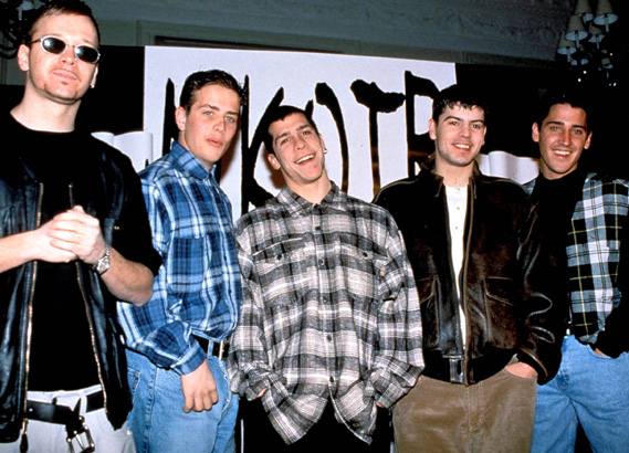 The guys of New Kids on the Block in the ‘80s