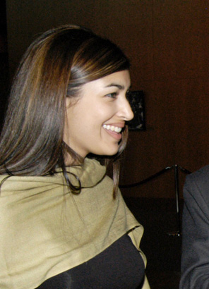 Hannah Simone (left) at the Asian Pacific Film and Video Festival in 2003