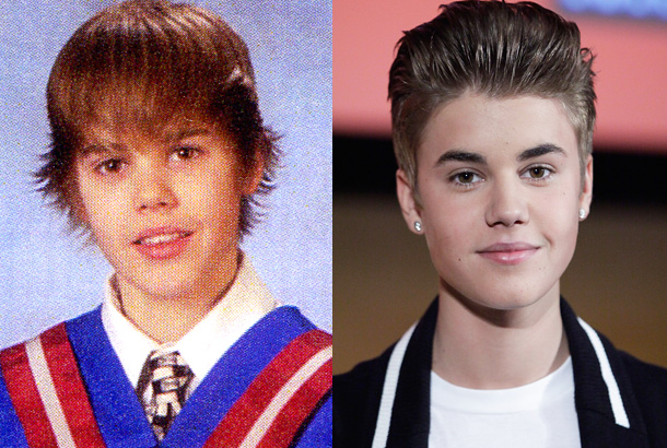 Justin Bieber, 8th Grade at Stratford Northwestern Elementary School in Stratford, Ontario, Canada (2008) and Bieber Today