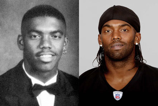 Randy Moss as a Senior at DuPont High School in Belle, WV in 1995 and Now