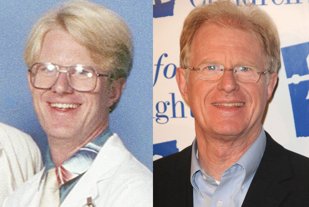 Ed Begley Jr. as Dr. Victor Ehrlich on St. Elsewhere in 1983 and Ed Begley Jr. in 2012