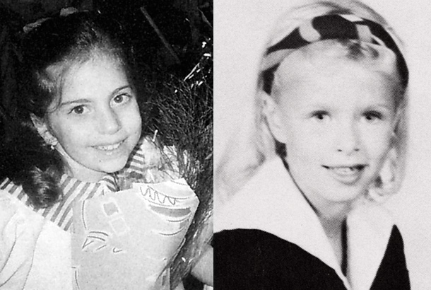 Lady Gaga in 2004 and Nicky Hilton in 1991 at the Convent of the Sacred Heart in New York, NY