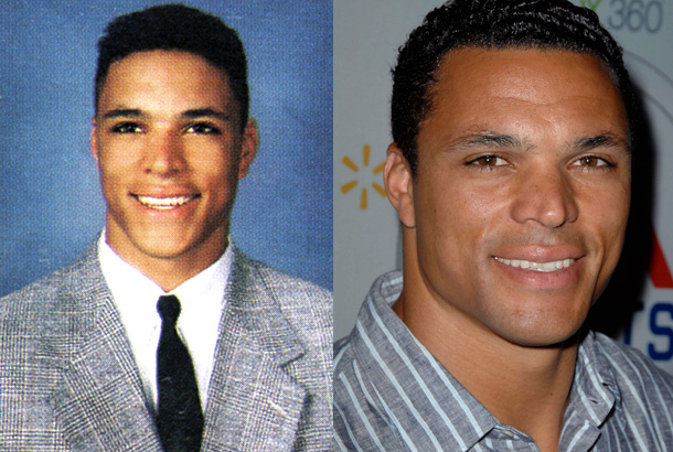 Tony Gonzalez as a senior at Huntington Beach High School in California in 1994 and Tony Gonzalez in 2009
